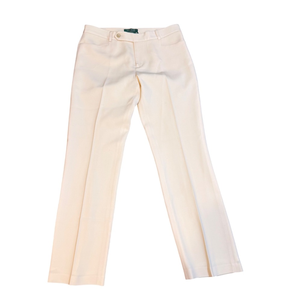 Lauren Ralph Lauren Adelle Buttery Cream Straight Leg Dress Pants Petite 8